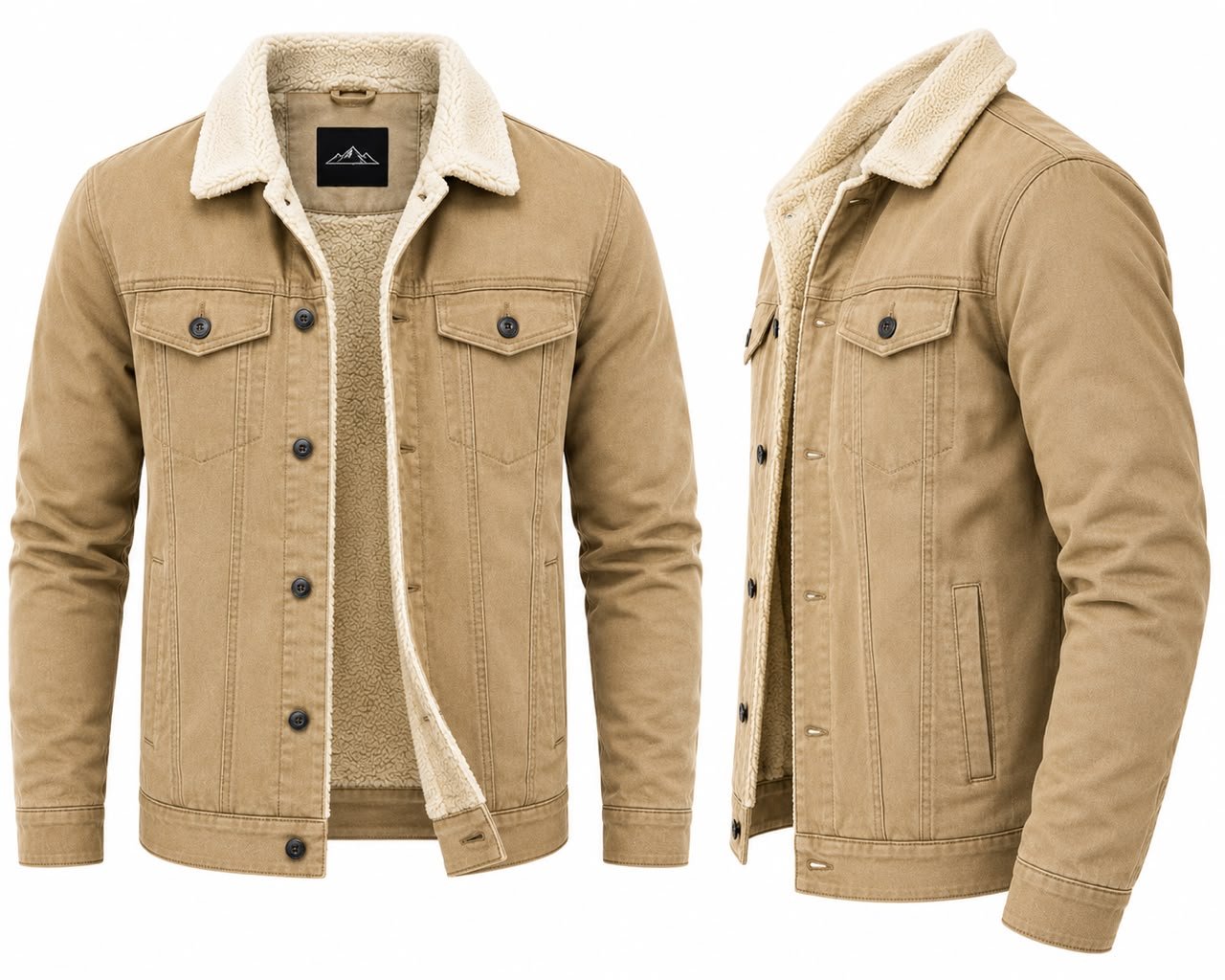 Beige Sherpa Lined Jacket